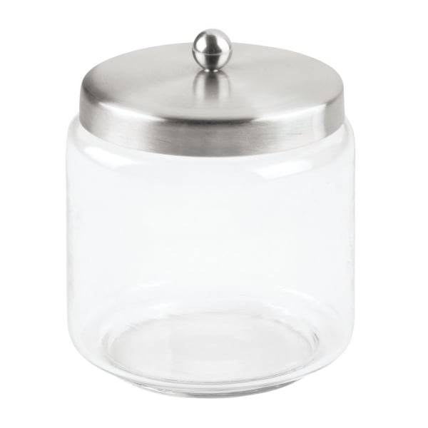 iDesign Apothecary Jar, Brushed Stainless Steel, Clear Glass