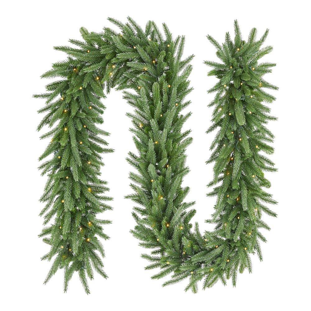 Home Accents Holiday Hillcrest Battery Operated Noble Fir Led Pre-Lit Artificial Garland With Timer