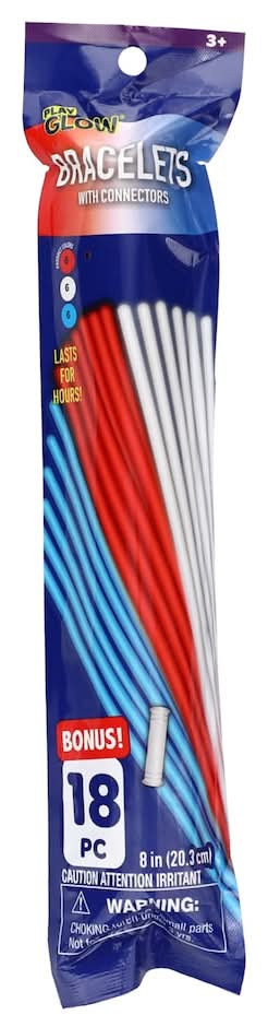 Play Glow Bracelets With Connectors, Assorted Colors, 18-pc Pack.