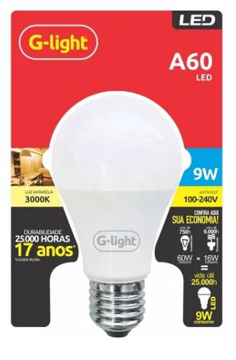 G-light lâmpada led a60 bivolt (9w)