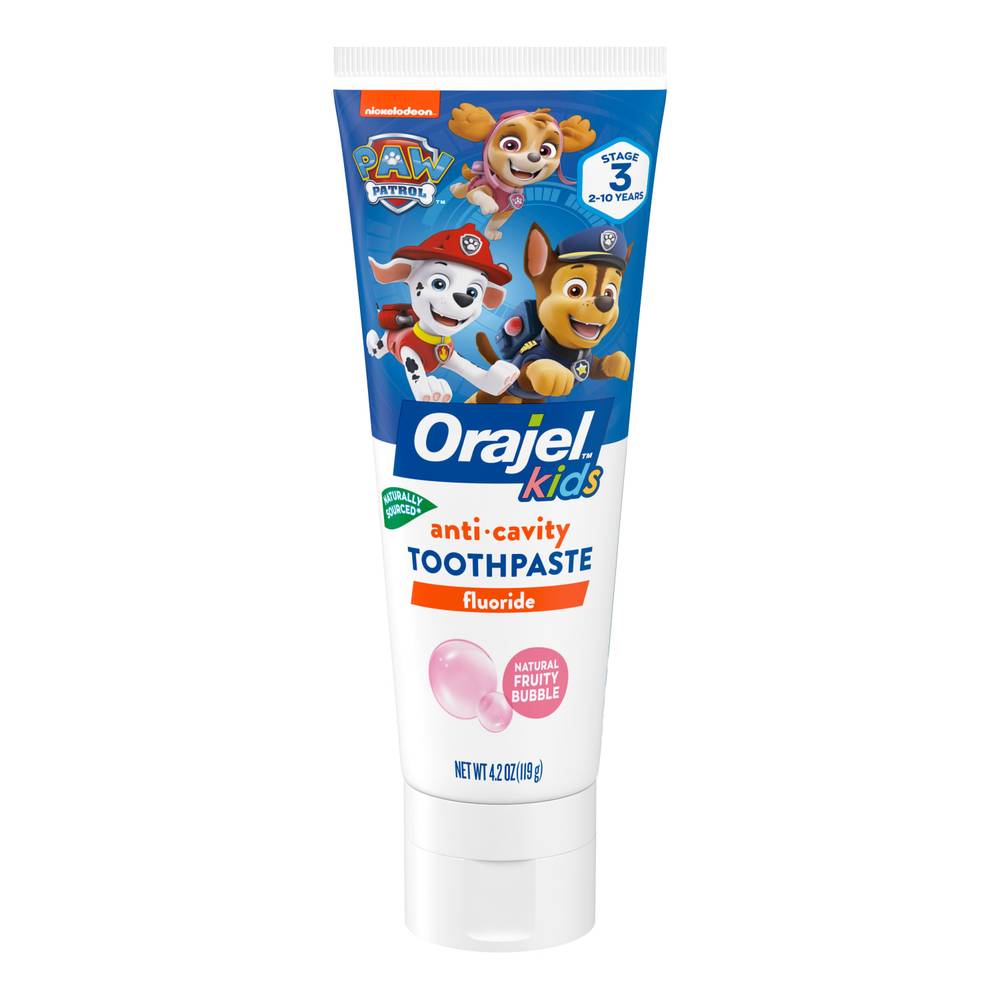 Orajel Kids Paw Patrol Fluoride Fruity Bubble Anticavity Toothpaste Stage 3 (2-10 years) (4.2 oz)