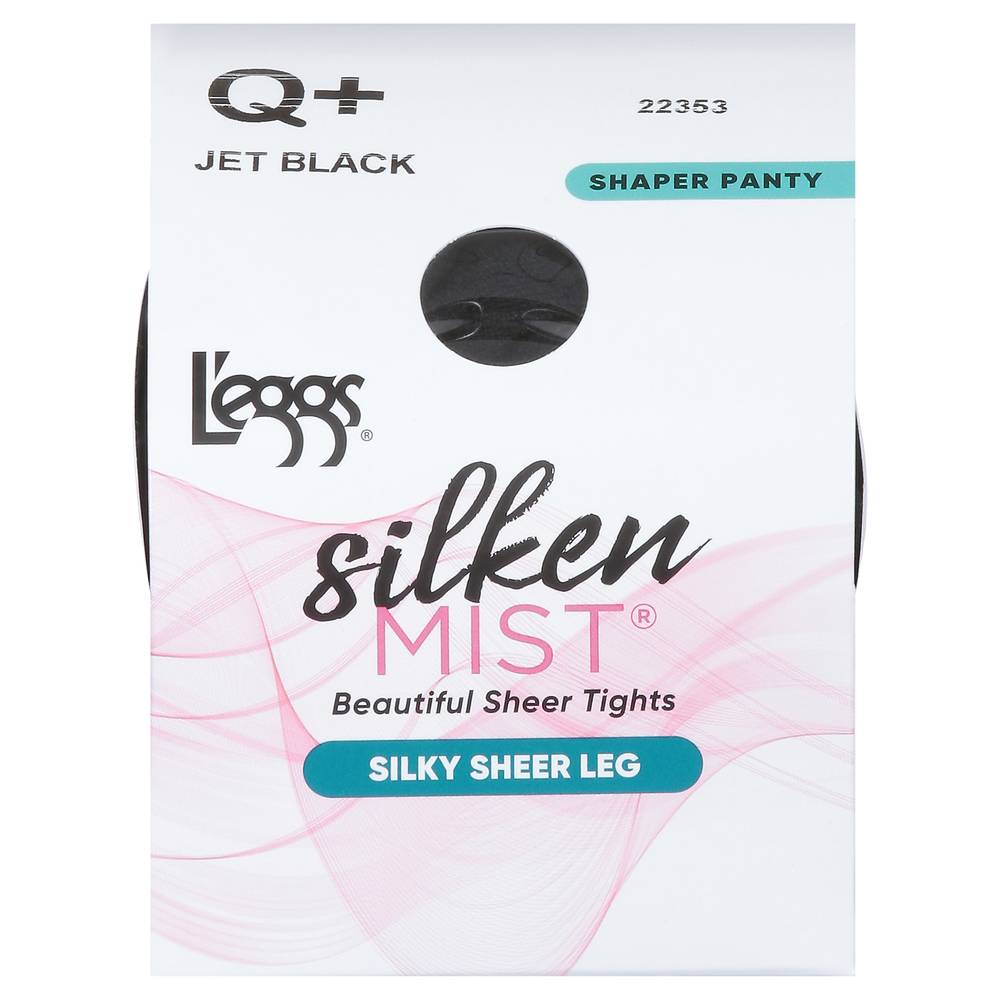 L'eggs Silken Mist Q+ Jet Sharper Panty Sheer Tights, Female, Black