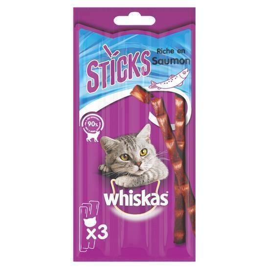 Whiskas sticks friandises au saumon pour chat 3x6g