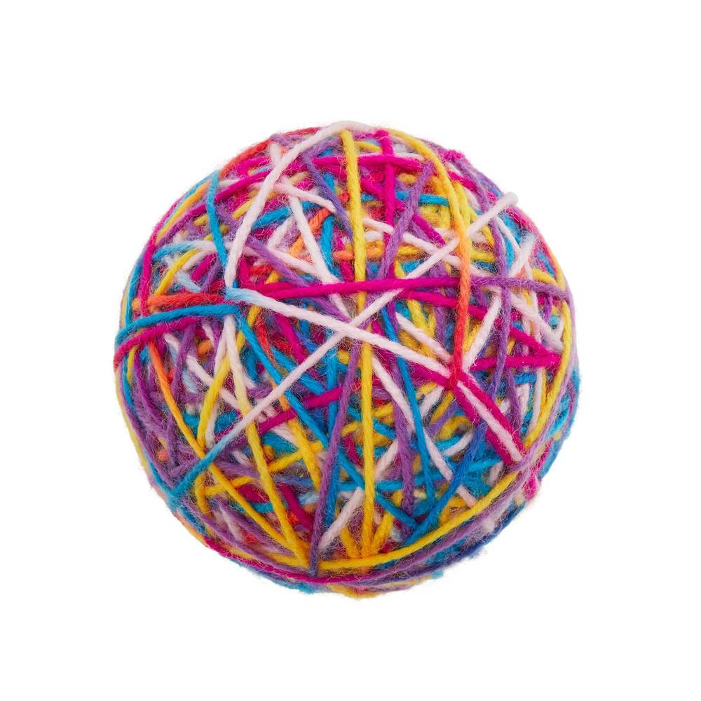 Whisker City Yarn Ball Cat Toy, Multi Color