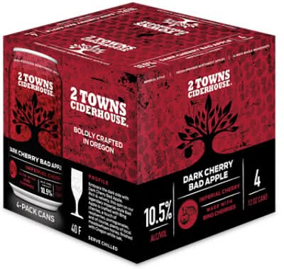 2 Towns Ciderhouse Dark Cherry Bad Apple (4 x 12 oz)