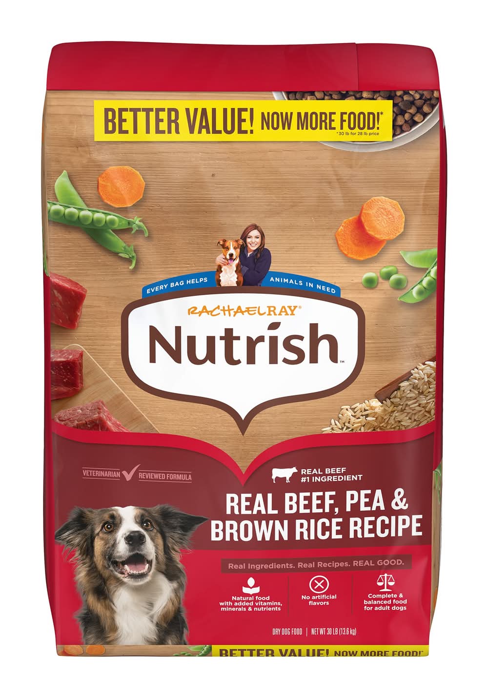 Rachael Ray Nutrish Adult Dog Dry Food - Beef, Pea & Brown Rice (Flavor: Beef & Brown Rice, Size: 30 Lb)