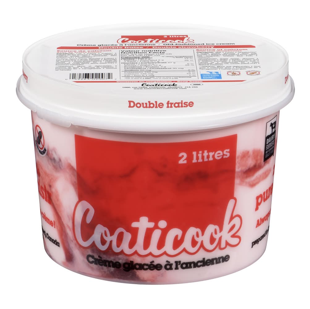 Coaticook crème glacée à l'ancienne - old fashioned ice cream (double fraise)