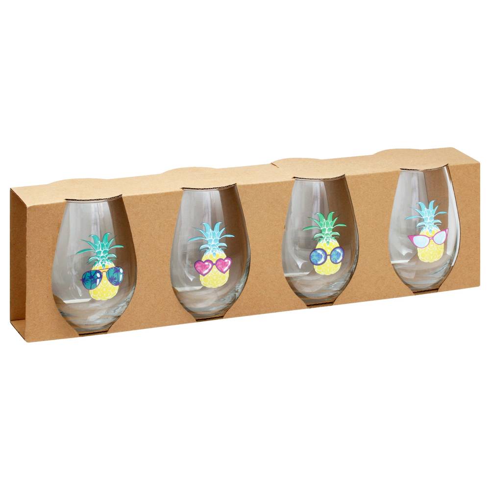 Signature Select Shady Pineapple Stemless Wine Glasses