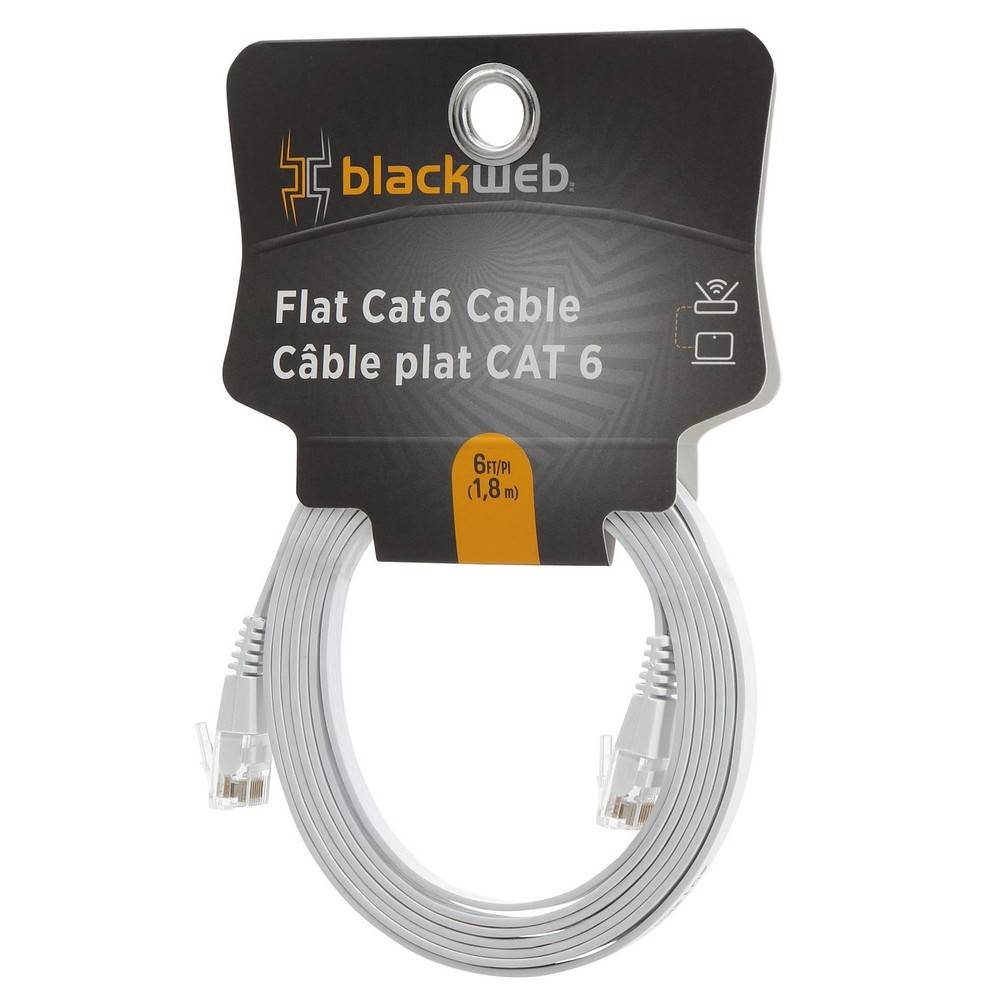 Blackweb White Flat Cat6 Cable (1 unit)