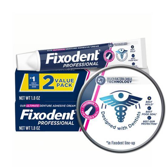 Fixodent Professional Ultimate Denture Adhesive Cream For Full and Partial Dentures, 1.8 Oz, 2 pack