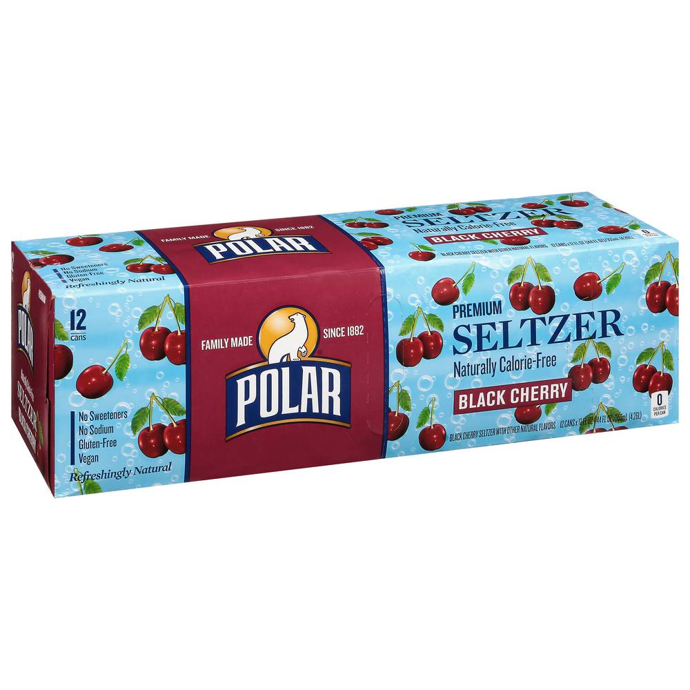 Polar Premium Black Cherry Seltzer Cans (12 x 12 fl oz)