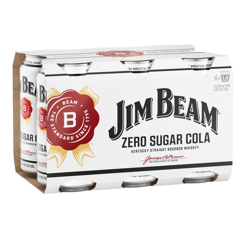 Jim Beam Zero Sugar Cola Cans 375mL X 6 pack