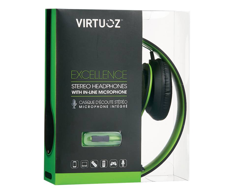 Virtuoz casque d'écoute stéréo microphone intégré (vert) - virtuoz stereo headphones with in-line microphone