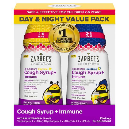 Zarbee’s Childrens's Mix Berry Kids Cough + Immune Syrup (2 ct)