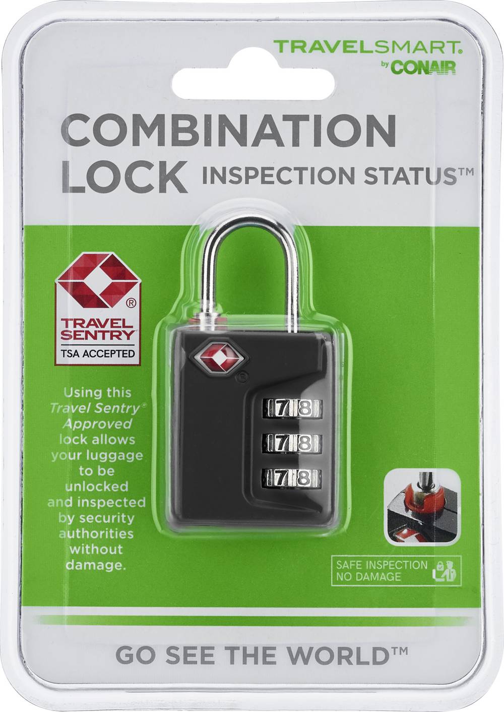 Conair Travel Smart Travel Sentry 3-dial Inspection Status Lock