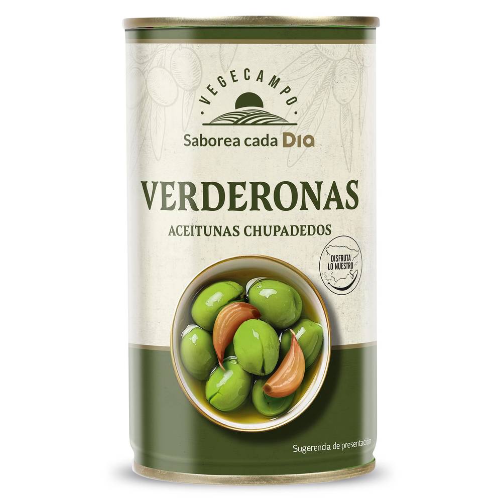 Aceitunas Chupadedos Verderonas Vegecampo De Dia Lata 185 G