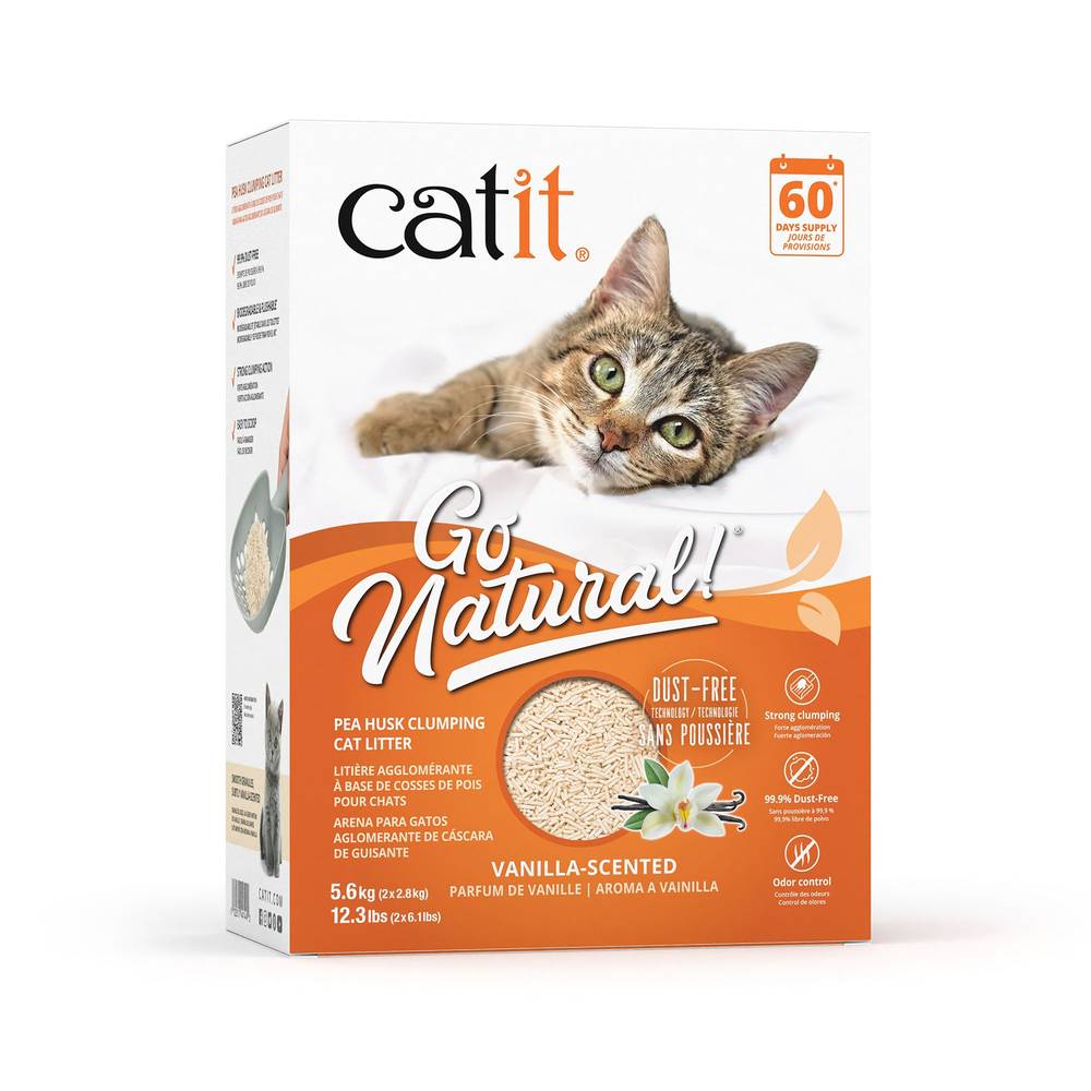 Catit Go Natural! Clumping Pea Husk Cat Litter-Low Dust Natural (2 ct) (6.3 kg)