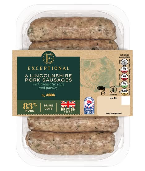 ASDA Exceptional Lincolnshire Pork Sausages (6 pack)