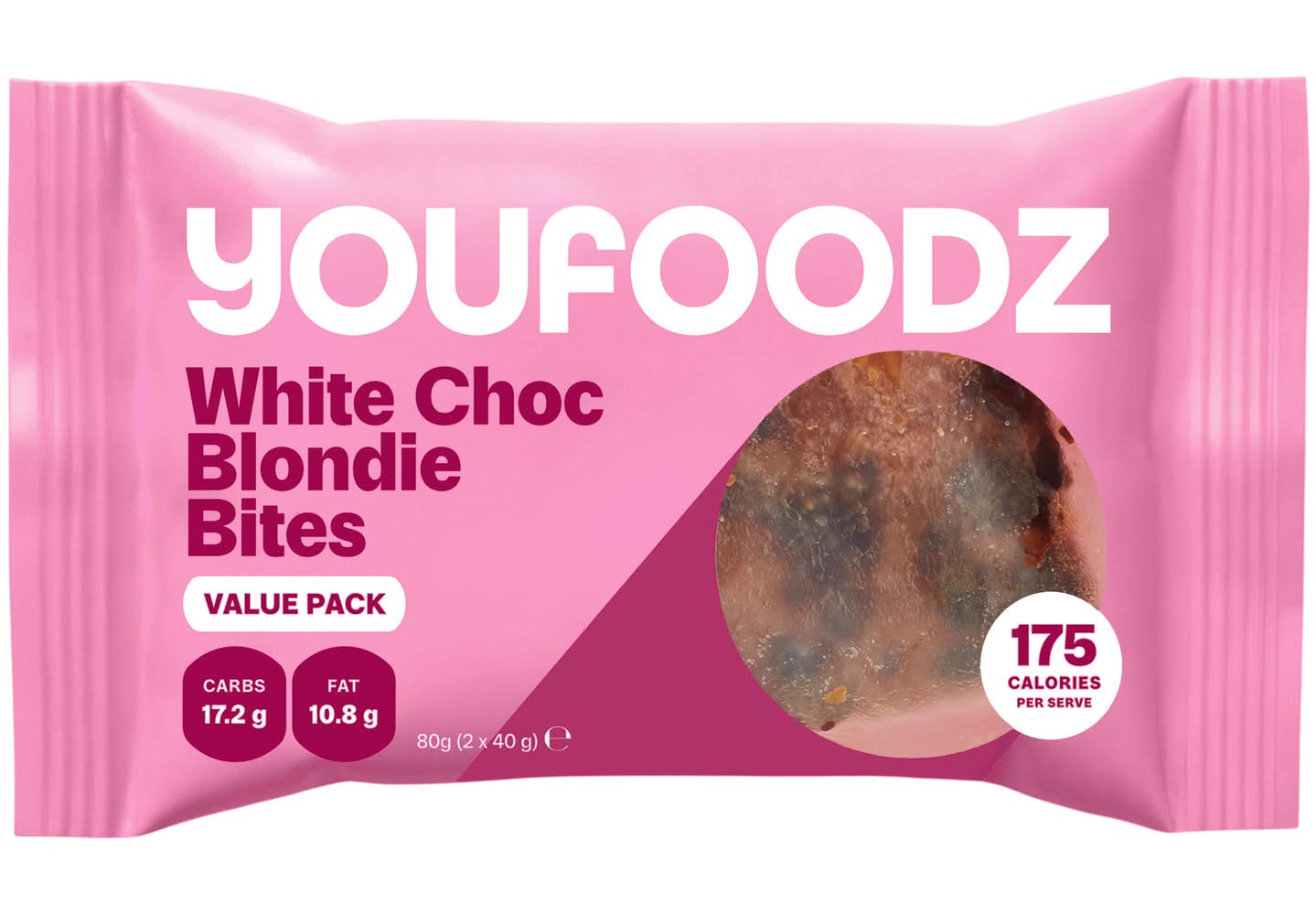 Youfoodz White Choc Blondie Bites Value pack (2 x 40g)