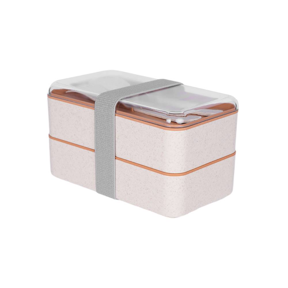 Miniso contenedor de alimentos doble paja beige (1 pieza)