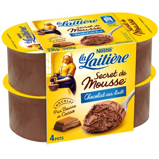 Nestlé - La laitière secret de mousse au chocolat au lait (4 pièces)