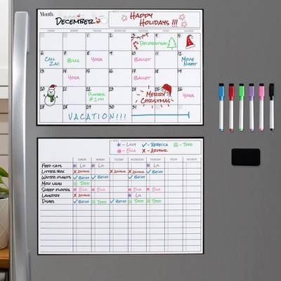 Cinch 17'' x 12'' Magnetic Calendar Bundle: 2 Boards - Multicolored