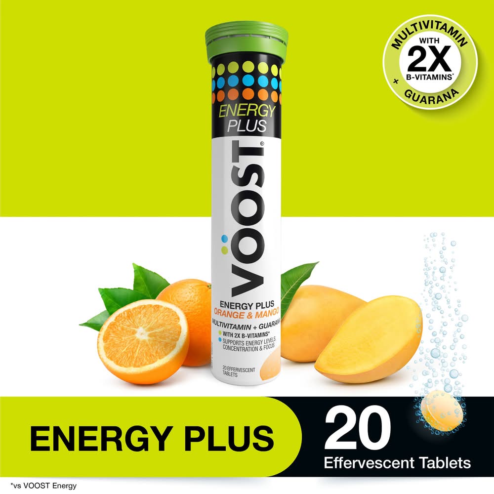 Vöost Energy Plus Effervescent Tablets, Orange & Mango (20 pack)