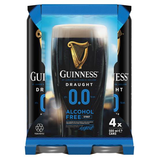 Guinness Draught 0.0% Non-Alcoholic Beer pack (4 ct, 440 ml)