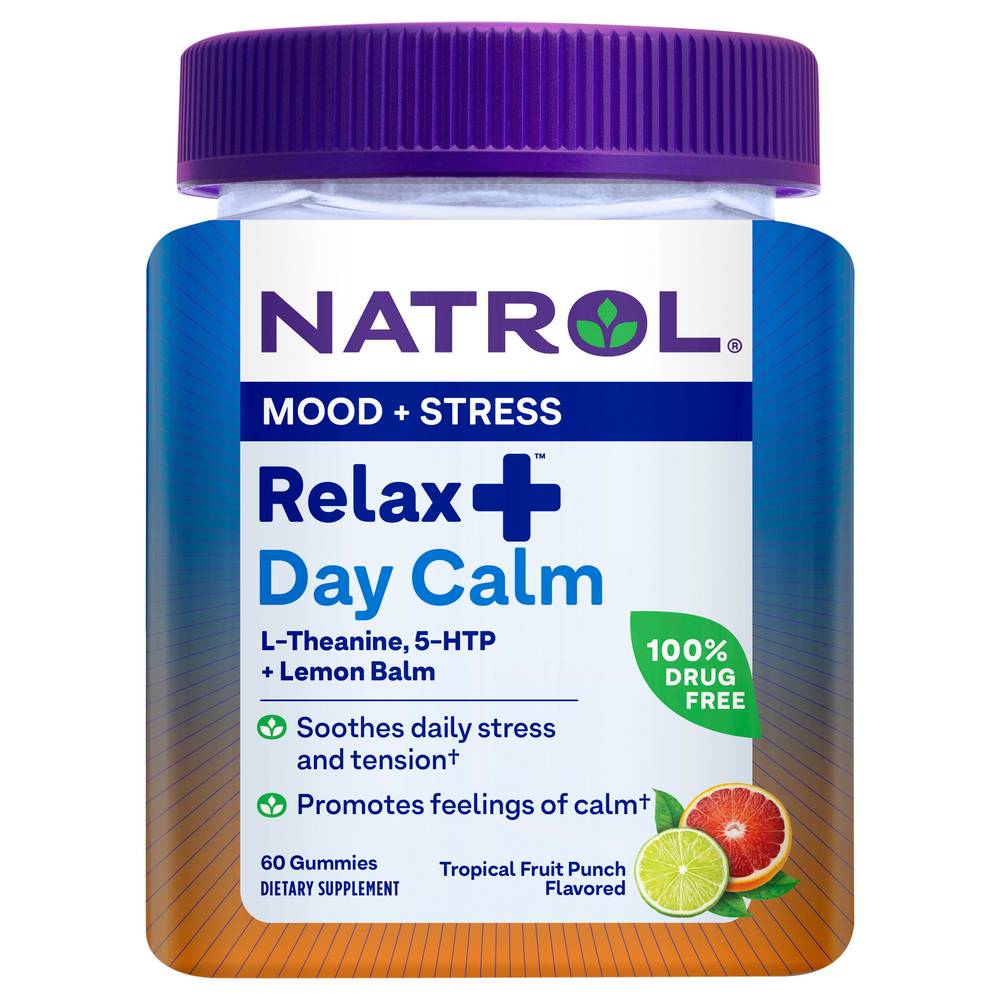 Natrol Relax+ Day Calm Daily Stress Relief Gummies, Fruit Punch (60 ct)