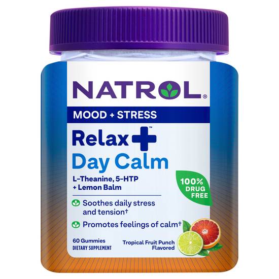 Natrol Relax+ Day Calm Daily Stress Relief Gummies Fruit Punch