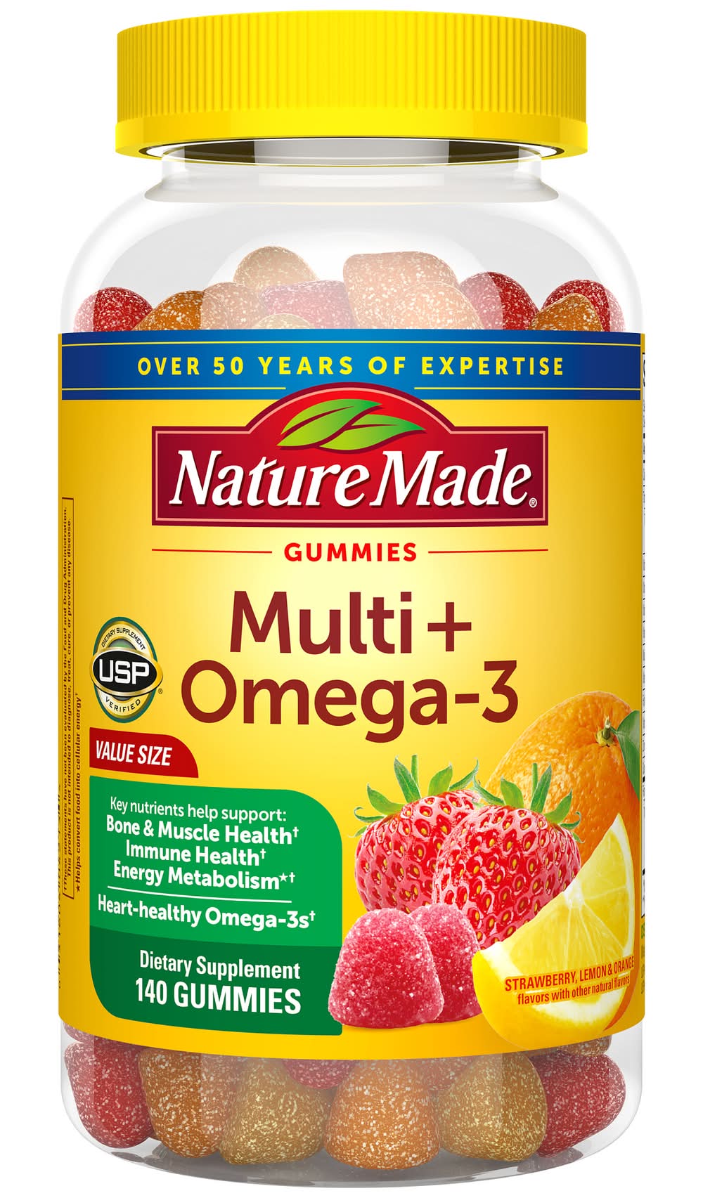 Nature Made Multi + Omega-3 Strawberry Lemon & Orange Gummies (1.27 lbs)