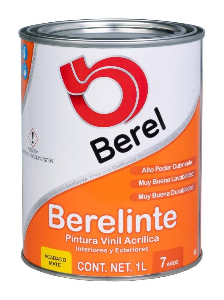 Berel · Pintura vinil acrílica mate, blanco (1 L)