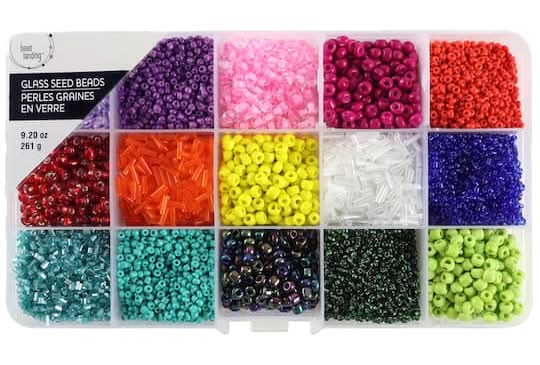 Bead Landing Rainbow Mix Glass Seed Beads, Multicolor (0.92 oz)