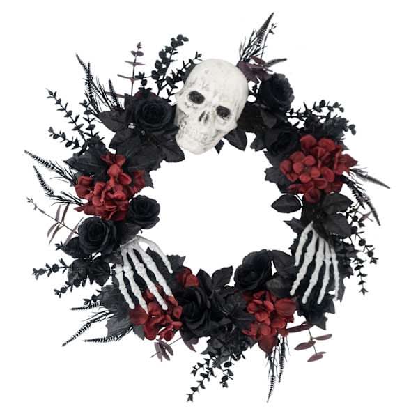 Red Skull & Rose Wreath, 24"