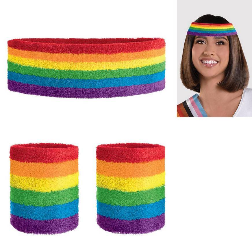 Party City Rainbow Fabric Headband Sweatbands (assorted)