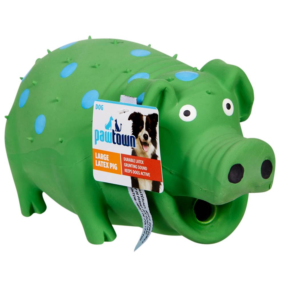 Pawtown Latex Pig Dog Toy, Green