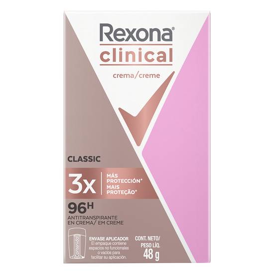 Rexona desodorante em creme feminino classic clinical (48 g)