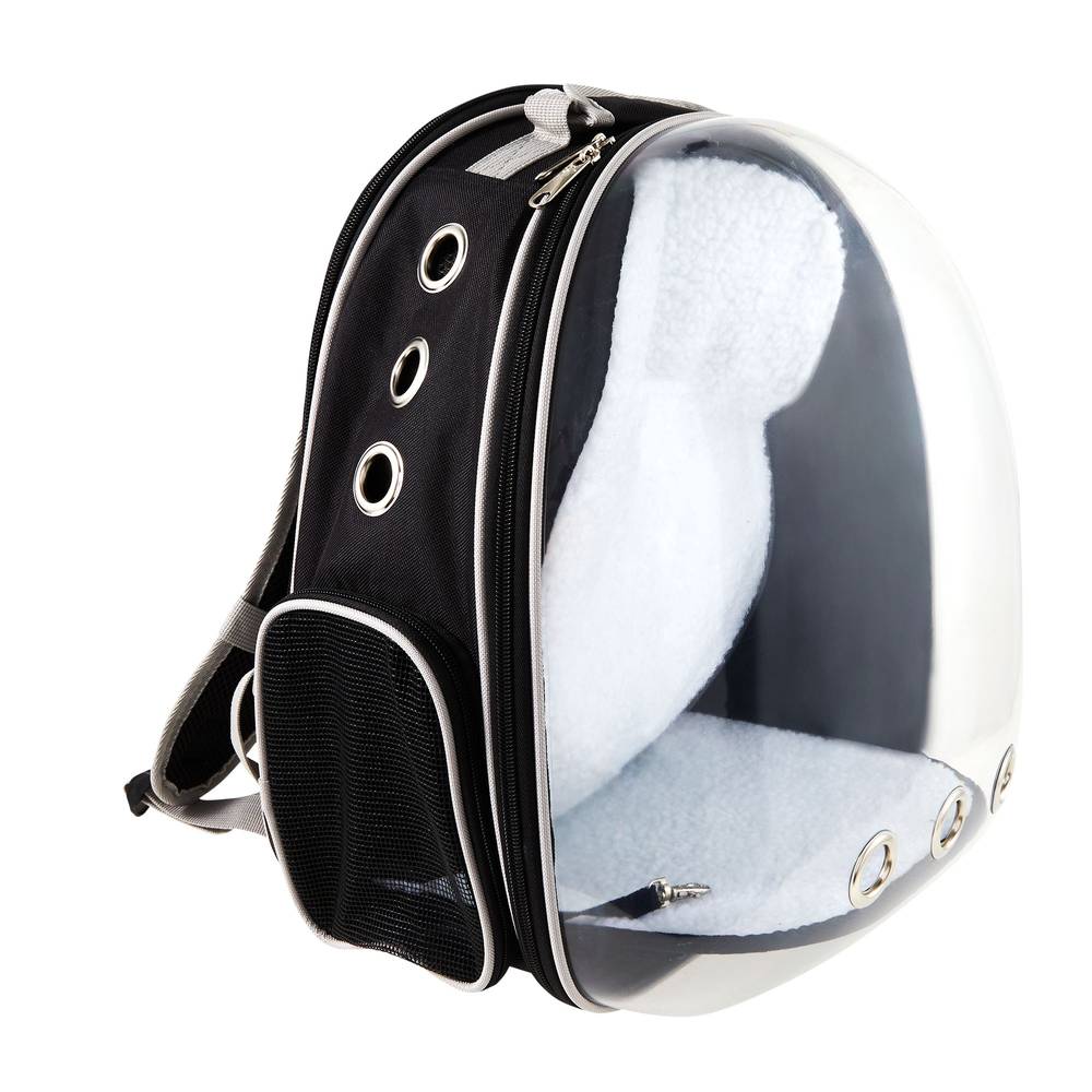 Whisker City Expandable Plastic Backpack Cat Carrier (black-grey)