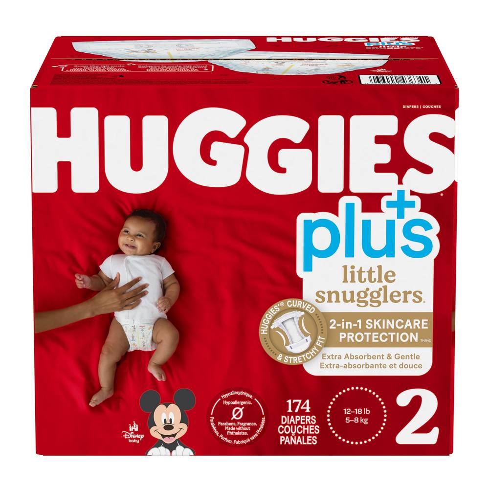 Huggies - Couches Little Snugglers Plus, Taille 2, Paquet De 174 / Huggies Little Snugglers Plus Diapers Size 2, 174-Pack