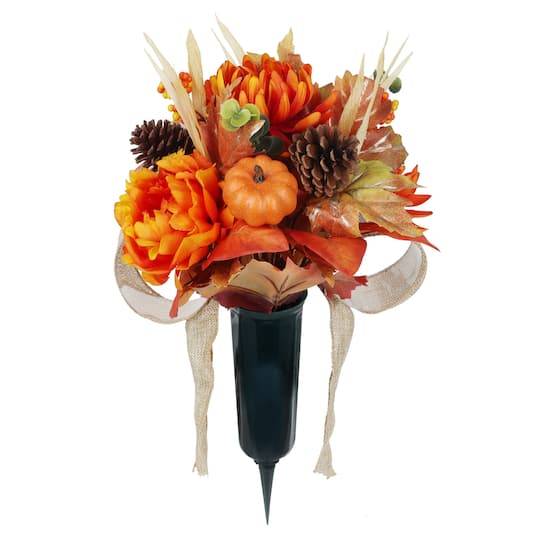 Medium Autumn Foliage & Peony Remembrance Cone By Ashland