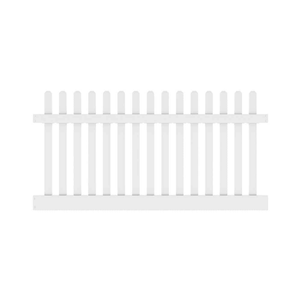 Freedom Lennox Straight 4-ft H x 8-ft W White Vinyl Picket Fence Panel (Unassembled) | 73055144