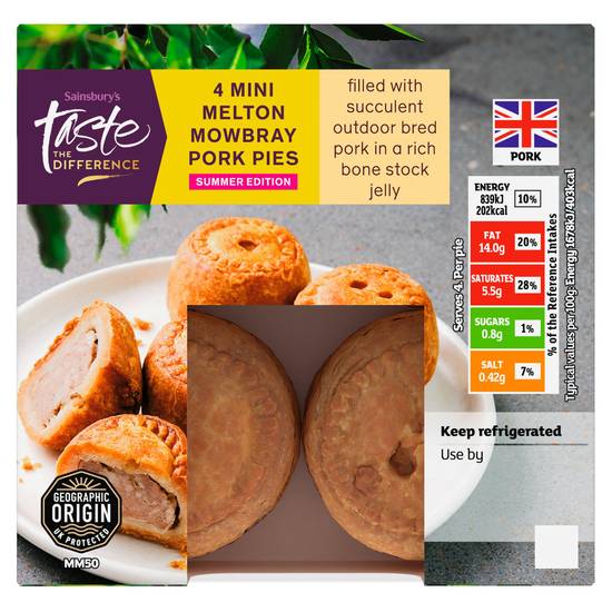Sainsbury's Mini Melton Mowbray Pork Pies, Taste the Difference x4 200g