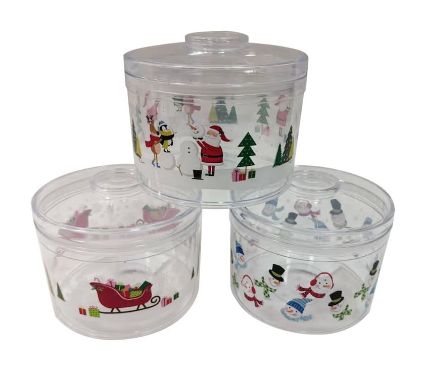 Stackable Christmas Themed Plastic Containers 12.5 Floz