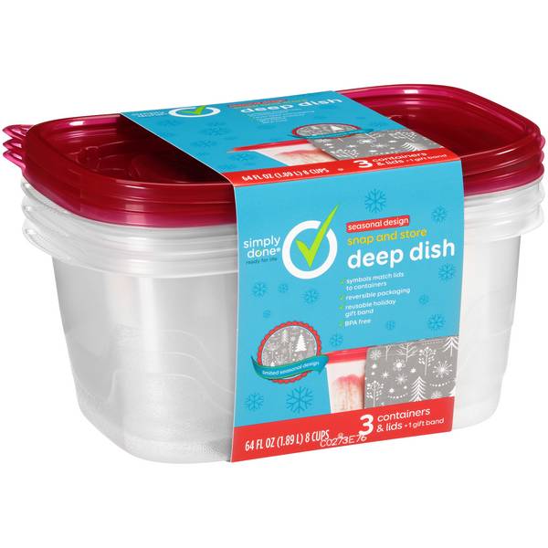 Simply Done Deep Dish Containers & Lids 3Ct