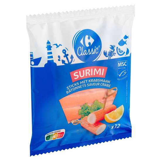 Carrefour Classic' Surimi Bâtonnets Saveur Crabe 12 Pièces 200 g