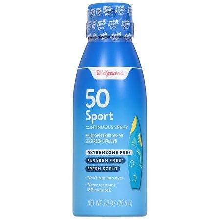 Walgreens Travel Size Sunscreen Sport Continuous Spray SPF 50 - 2.7 oz