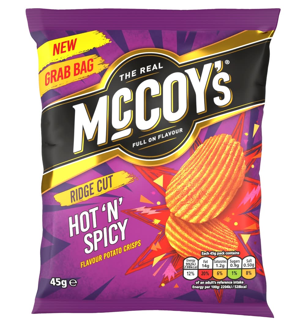 McCoy's Hot N Spicy, Grab Bag Crisps Potato Chips (45g)