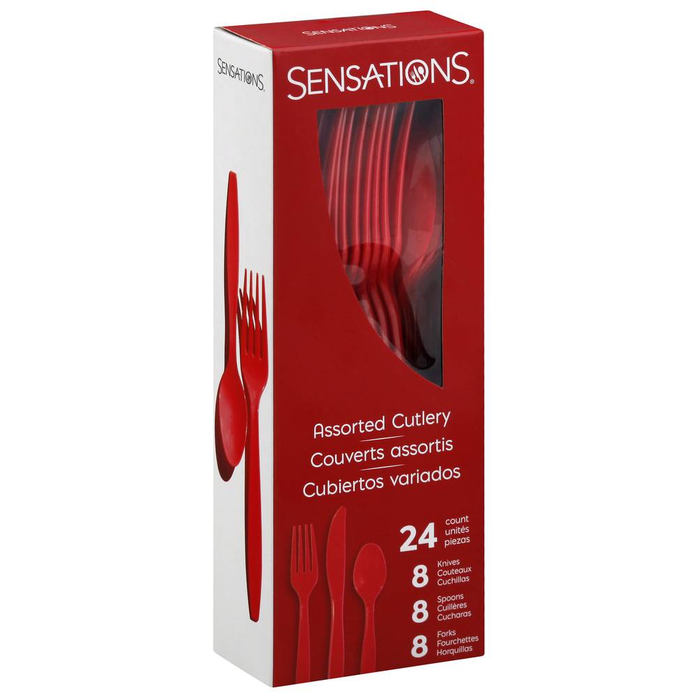 Sensations Red Plastic Assorted Cutlery