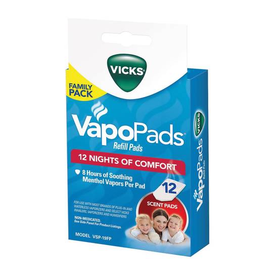 Vicks Soothing Menthol Vapors VapoPads, 12 Pack
