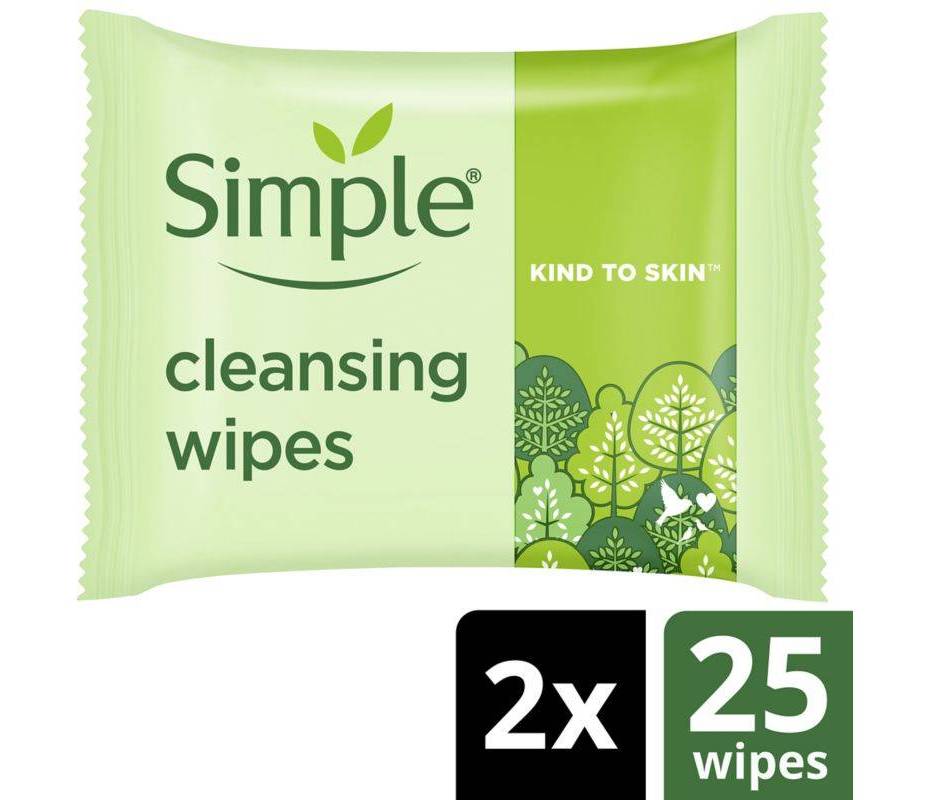 Simple cleansing biodgrdble wipes 2x25s